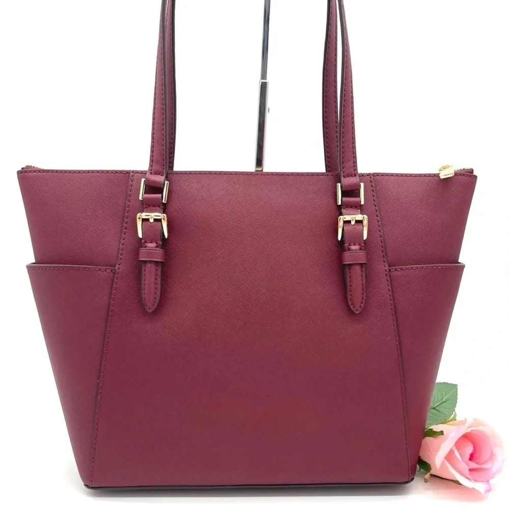 Michael Kors Large Charlotte Tote Bag Dark Cherry